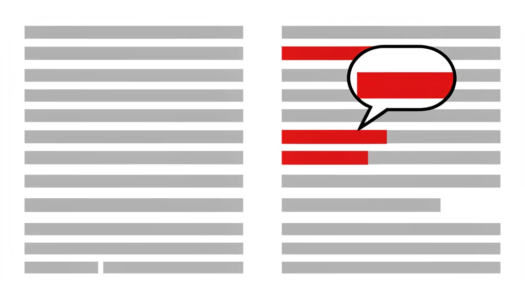Illustration of paragraph bars with a highlighted keyword triggering a small ad bubble